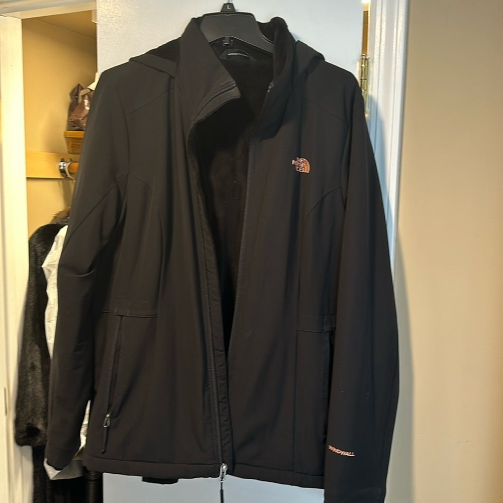 The North Face black hooded jacket waterproof outside valor inside